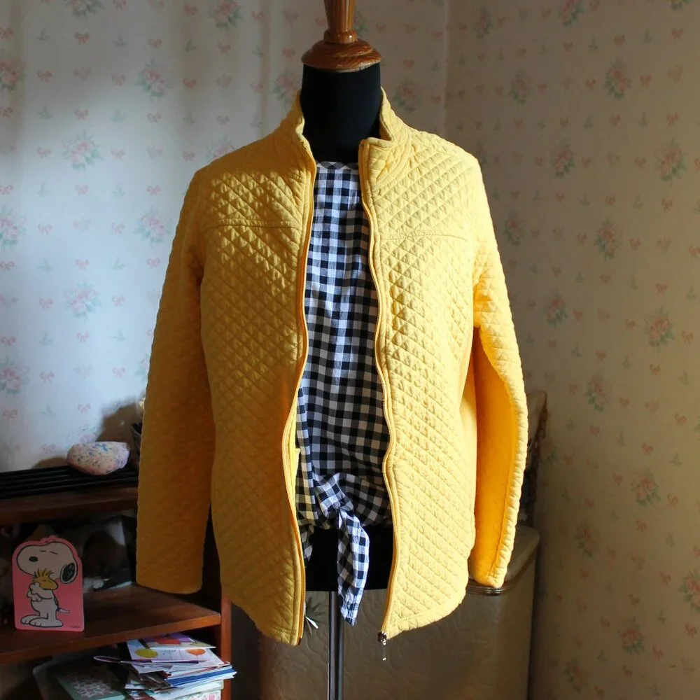 2/$10 Croft & Barrow Marigold Yellow Quilted Zip-Up Jacket, Medium